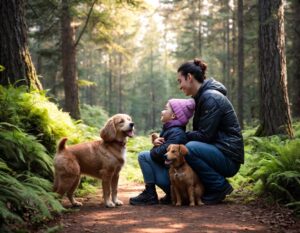 A loyal dog gazes up at its owner with adoring eyes, embodying the unconditional love and devotion that dogs often show towards their human companions.