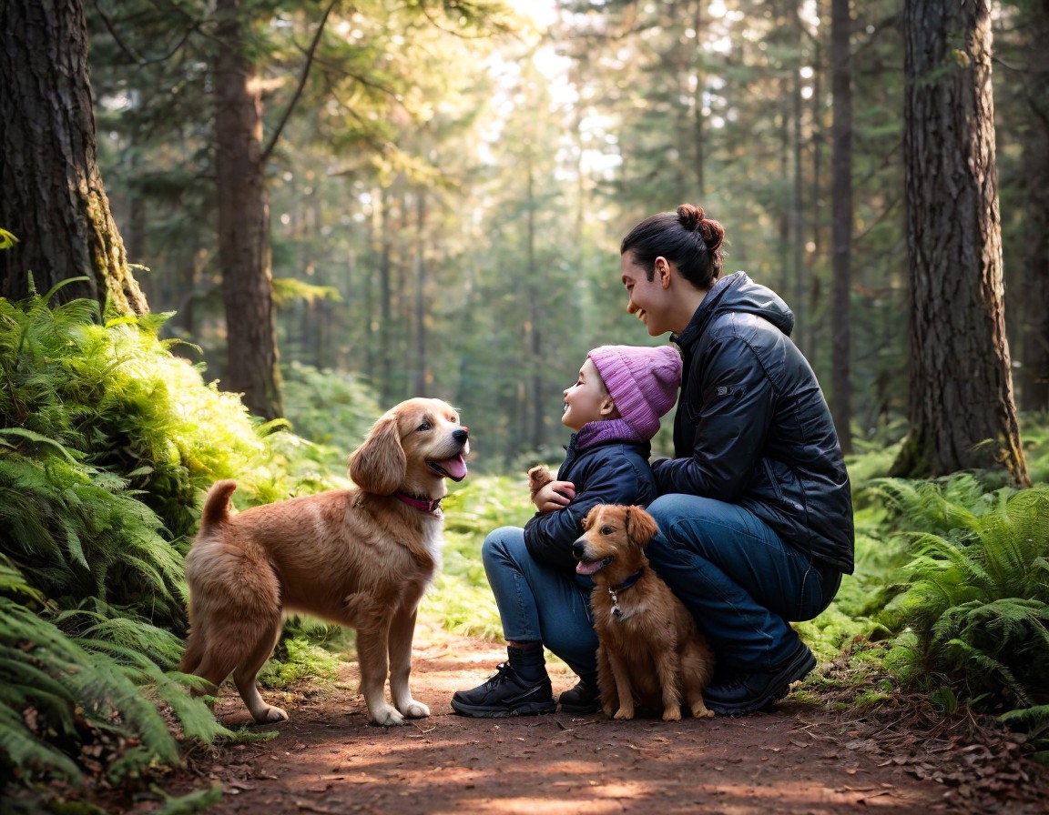 A loyal dog gazes up at its owner with adoring eyes, embodying the unconditional love and devotion that dogs often show towards their human companions.